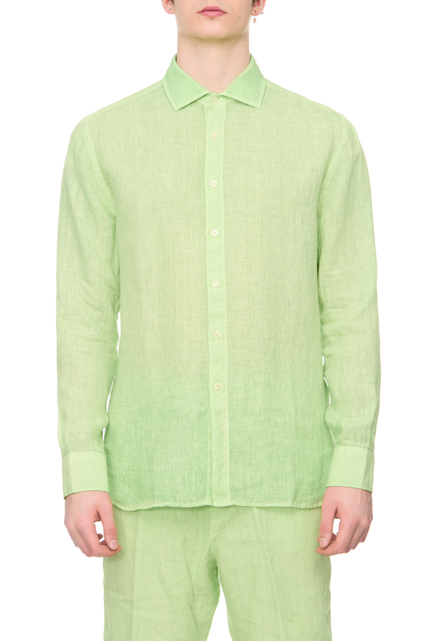 Рубашка из чистого льна|Основной цвет:Салатовый|Артикул:Y0M13110000115S00 | Фото 1