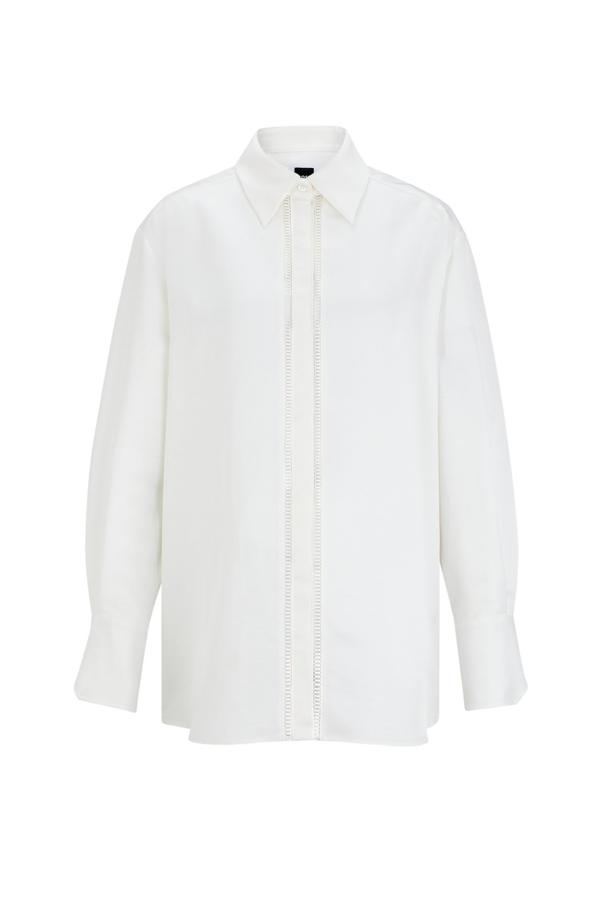 Рубашка Beina из смесового льна|Основной цвет:Белый|Артикул:50514716 | Фото 1