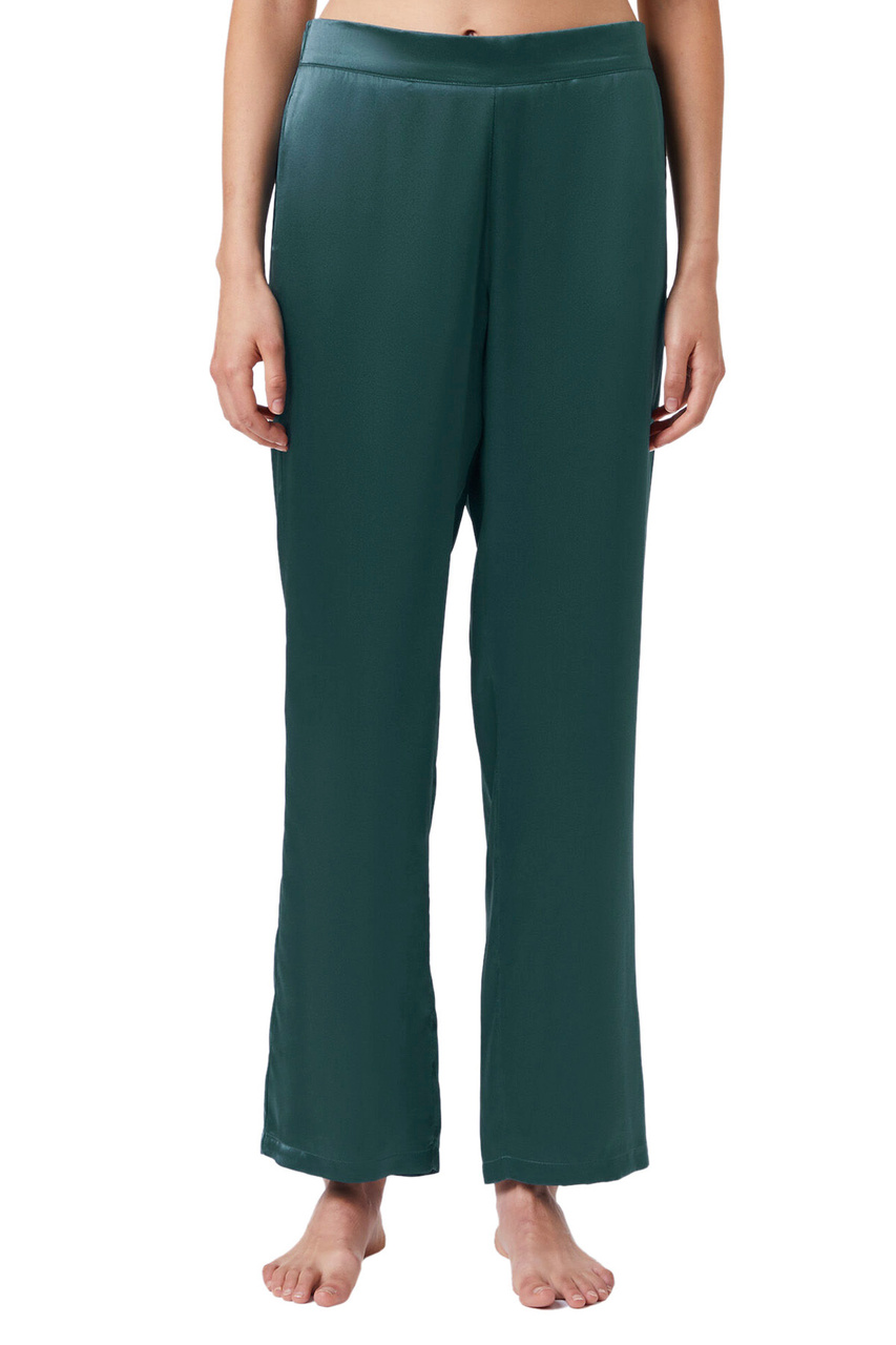Пижамные брюки PEARLY из натурального шелка|Основной цвет:Зеленый|Артикул:6529637 | Фото 1