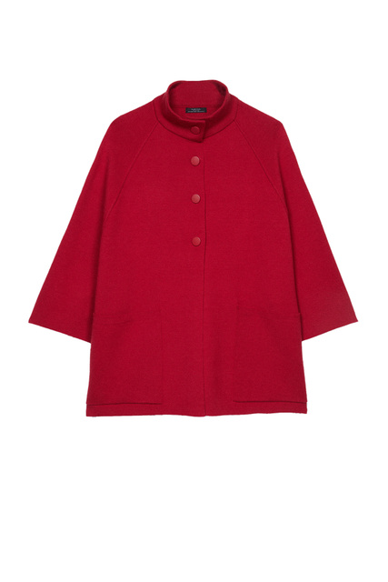 Пончо с накладными карманами|Основной цвет:Красный|Артикул:197439 | Фото 1