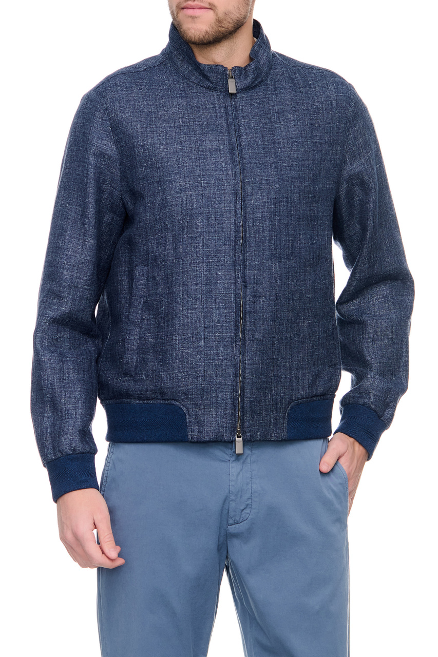 Куртка с воротником-стойкой|Основной цвет:Синий|Артикул:O40811SG02368 | Фото 1