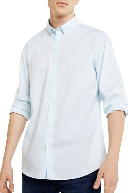 Рубашка с набивным принтом|Основной цвет:Голубой|Артикул:1513421 | Фото 1