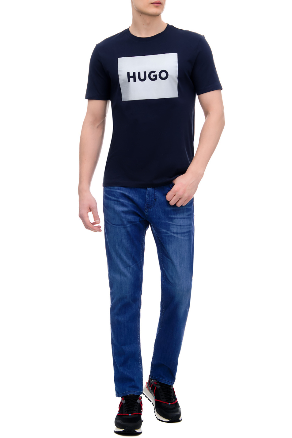 Мужской HUGO Футболка прямого кроя с логотипом (цвет ), артикул 50484783 | Фото 2
