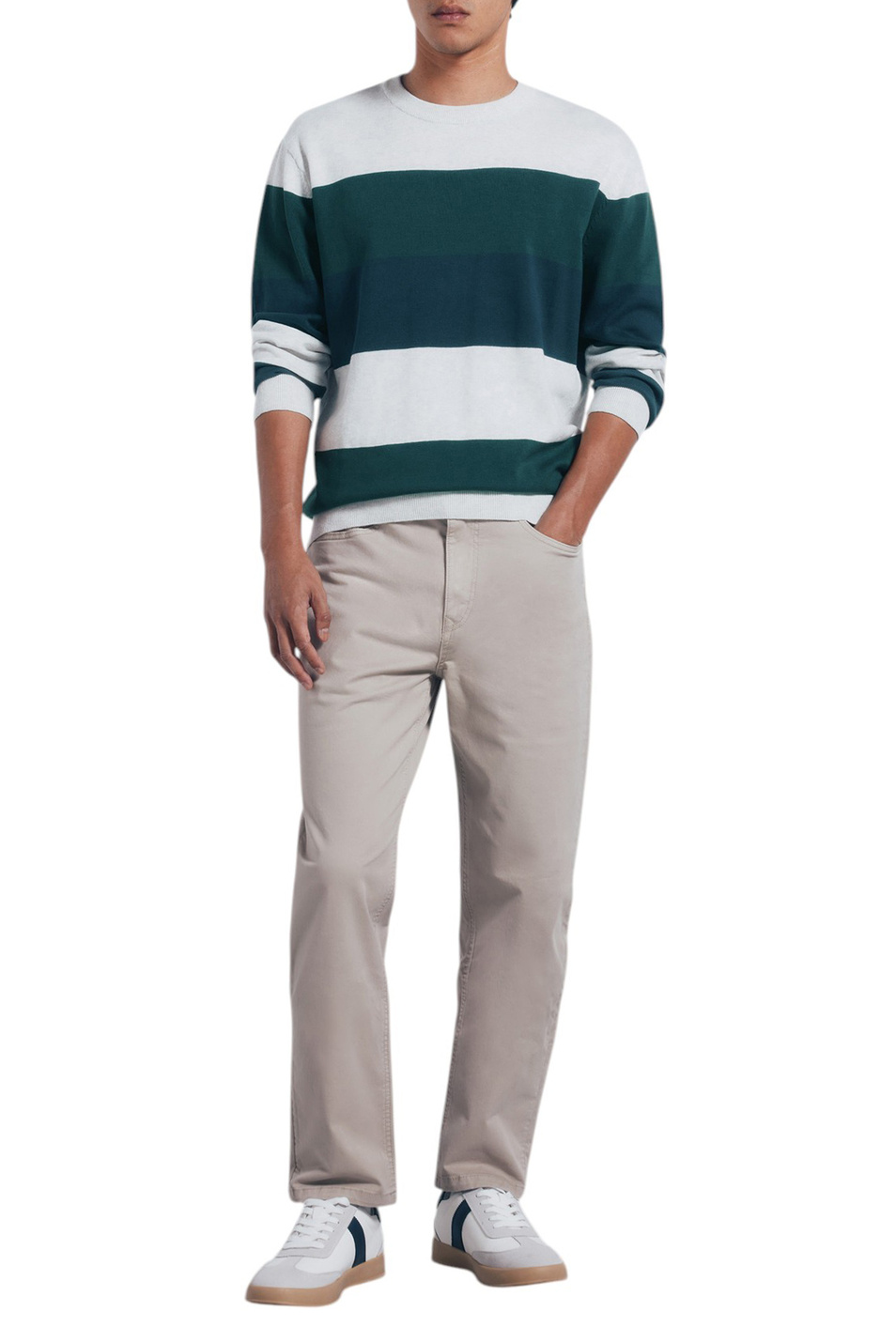 Джемпер из натурального хлопка|Основной цвет:Зеленый Мужской Springfield Джемпер из натурального хлопка (цвет ), артикул 1402513 | Фото 2