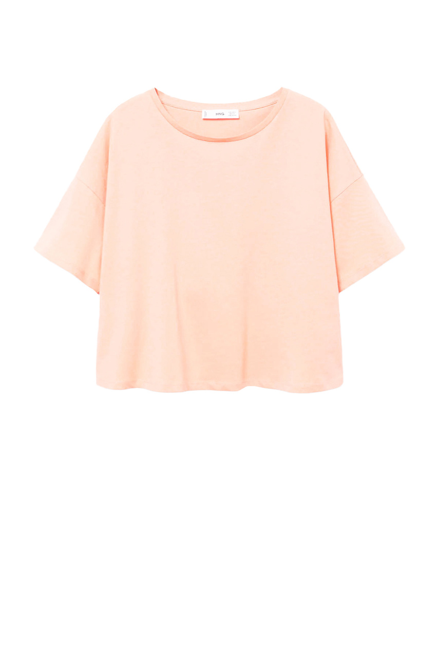 Укороченная футболка из натурального хлопка|Основной цвет:Розовый|Артикул:17000191 | Фото 1