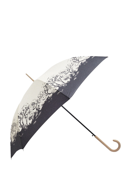 Зонт-трость с принтом и круглой ручкой|Основной цвет:Черный|Артикул:197092 | Фото 1