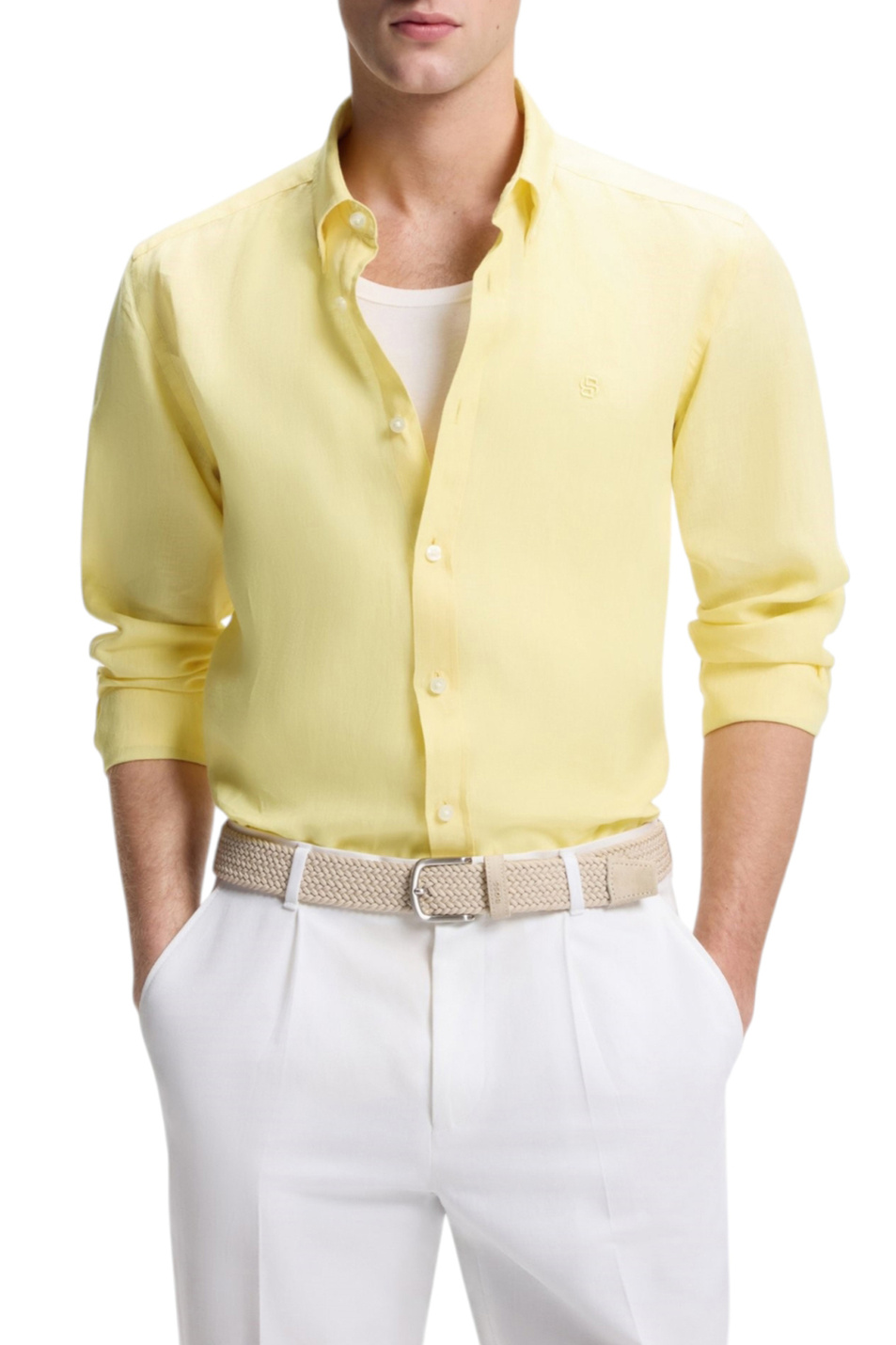 Мужской BOSS Рубашка прямого кроя из льна (цвет ), артикул 50556077 | Фото 3