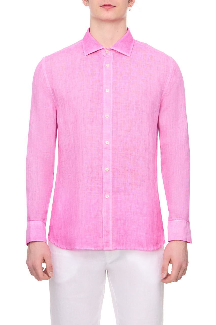 Рубашка из чистого льна|Основной цвет:Розовый|Артикул:Y0M13110000115S00 | Фото 1