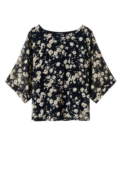 Блузка с цветочным принтом|Основной цвет:Черный|Артикул:626009 | Фото 1