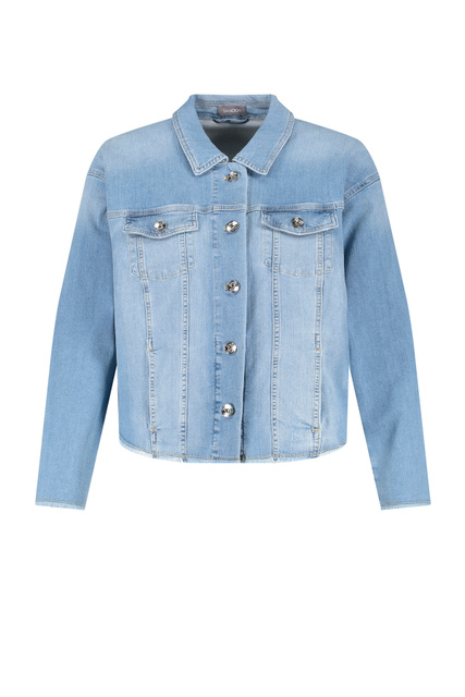 Джинсовая куртка из эластичного хлопка|Основной цвет:Голубой|Артикул:830020-21455 | Фото 1
