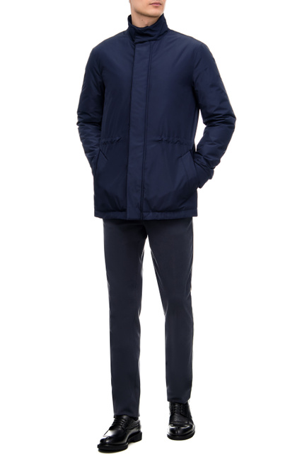 Куртка на молнии и кнопках с воротником-стойкой|Основной цвет:Синий|Артикул:O20338SG01774 | Фото 2