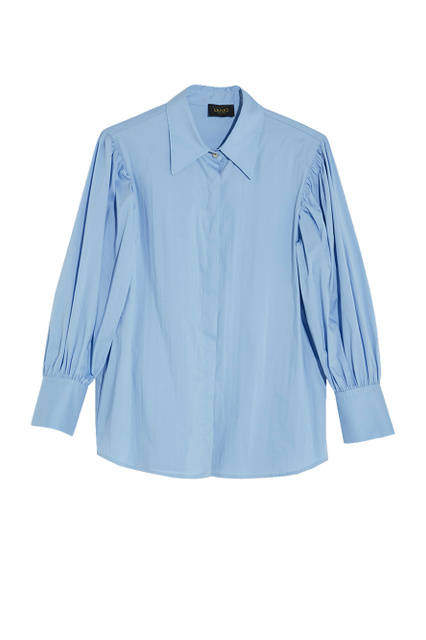 Блузка с пышными рукавами|Основной цвет:Голубой|Артикул:CA2057T2432 | Фото 1