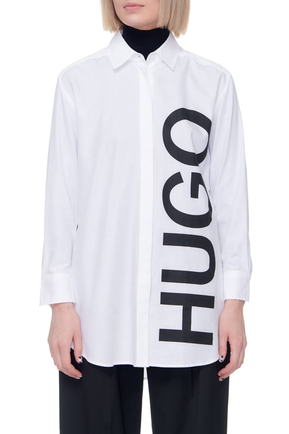 HUGO Рубашка из натурального хлопка с крупным логотипом (цвет ), артикул 50460134 | Фото 4
