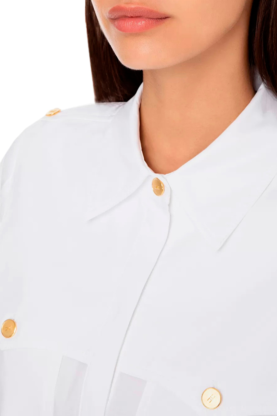 Женский Elisabetta Franchi Рубашка из натурального хлопка с накладными карманами (цвет ), артикул CA01131E2 | Фото 4