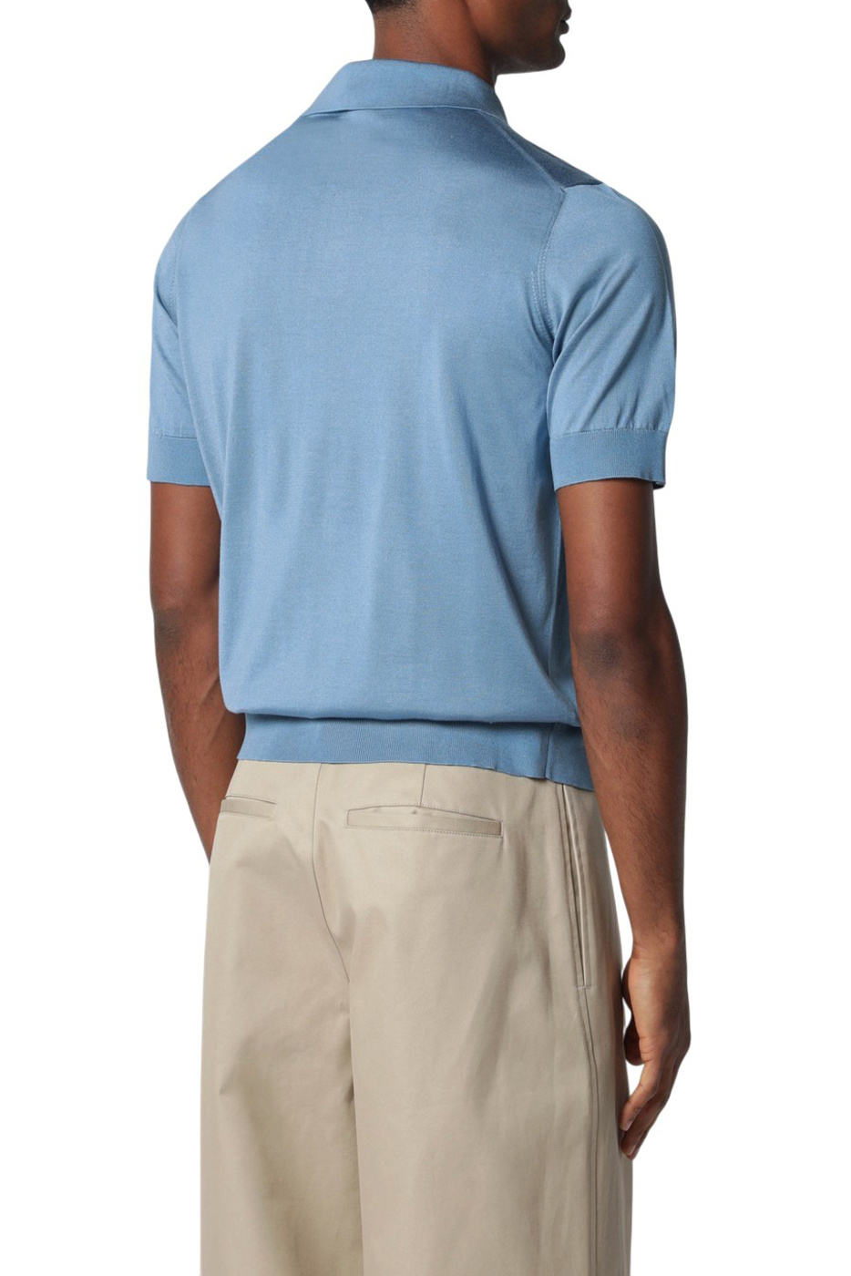 Поло из шелка|Основной цвет:Голубой Мужской Dolce & Gabbana Поло из шелка (цвет ), артикул GXZ02Z-JBSO5 | Фото 4