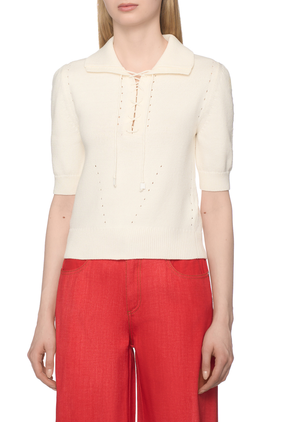 Женский ERMANNO SCERVINO Джемпер из смесового хлопка (цвет ), артикул D485L345YBI | Фото 4