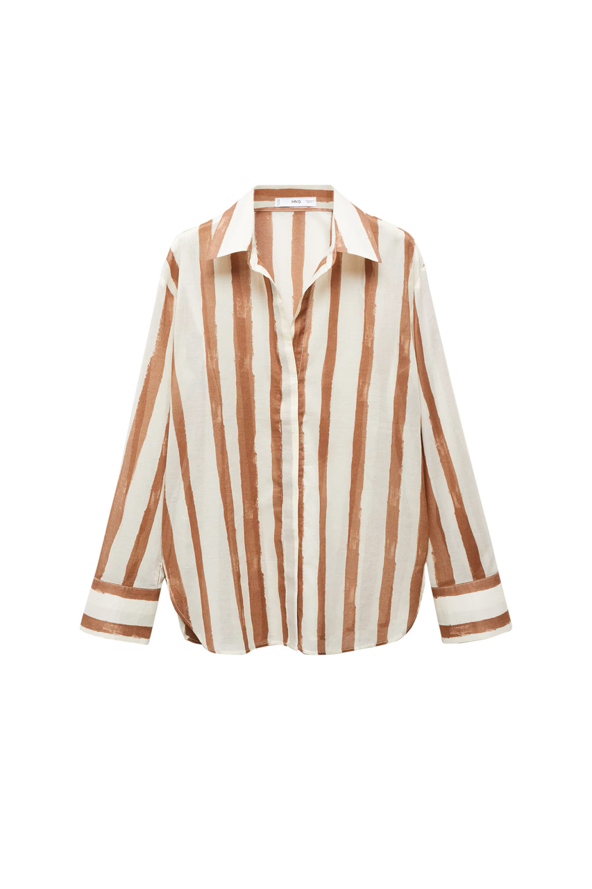 Рубашка LINEAS из натурального хлопка в полоску|Основной цвет:Кремовый|Артикул:67017124 | Фото 1