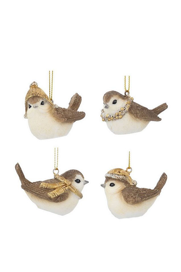 Не имеет пола Gisela Graham Елочная игрушка "Птица в шапке/шарфе" 4 см (цвет ), артикул 14446 | Фото 1