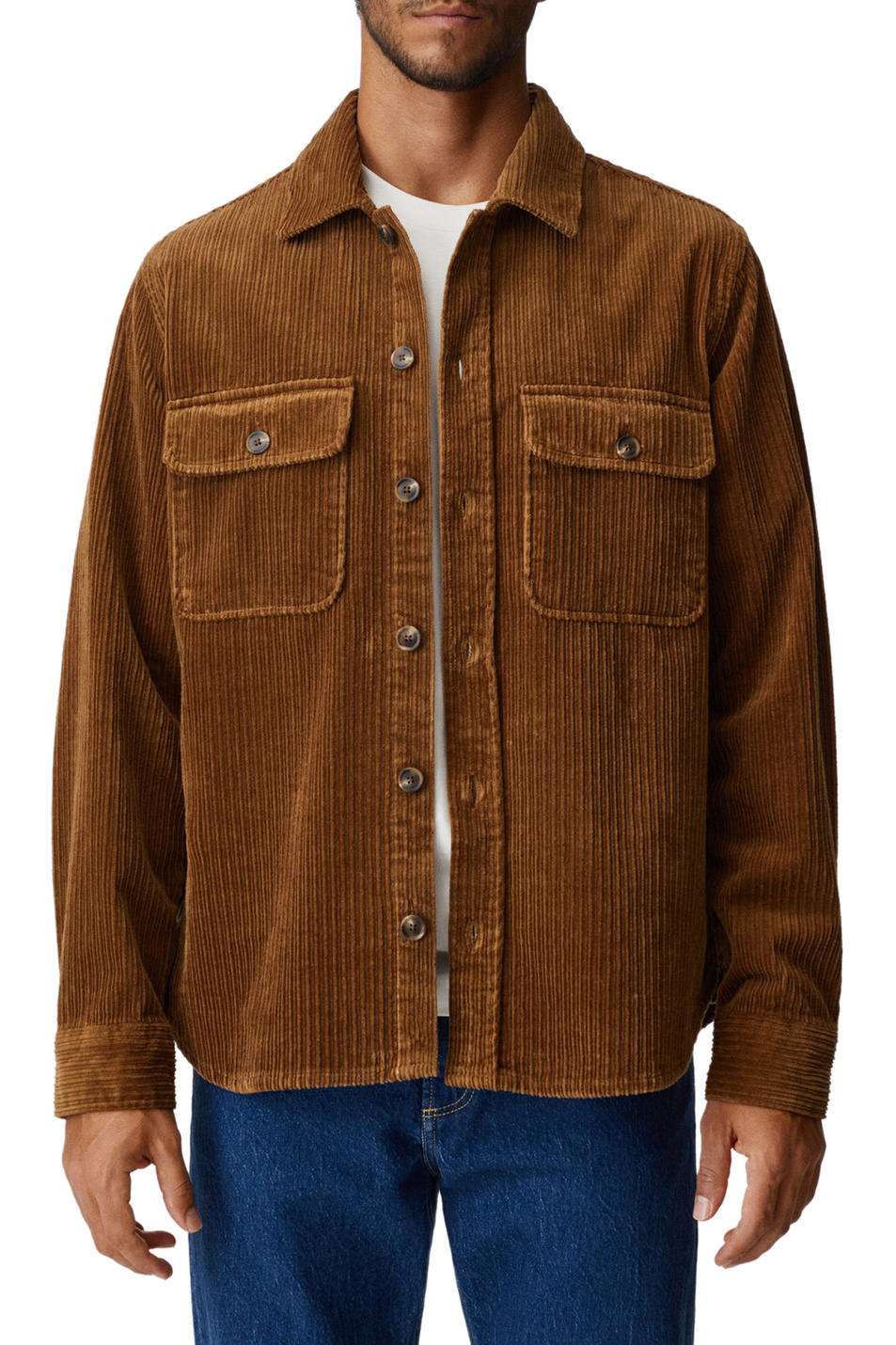 Мужской Mango Man Вельветовая рубашка BAKU стандартного кроя с карманами (цвет ), артикул 37005926 | Фото 3