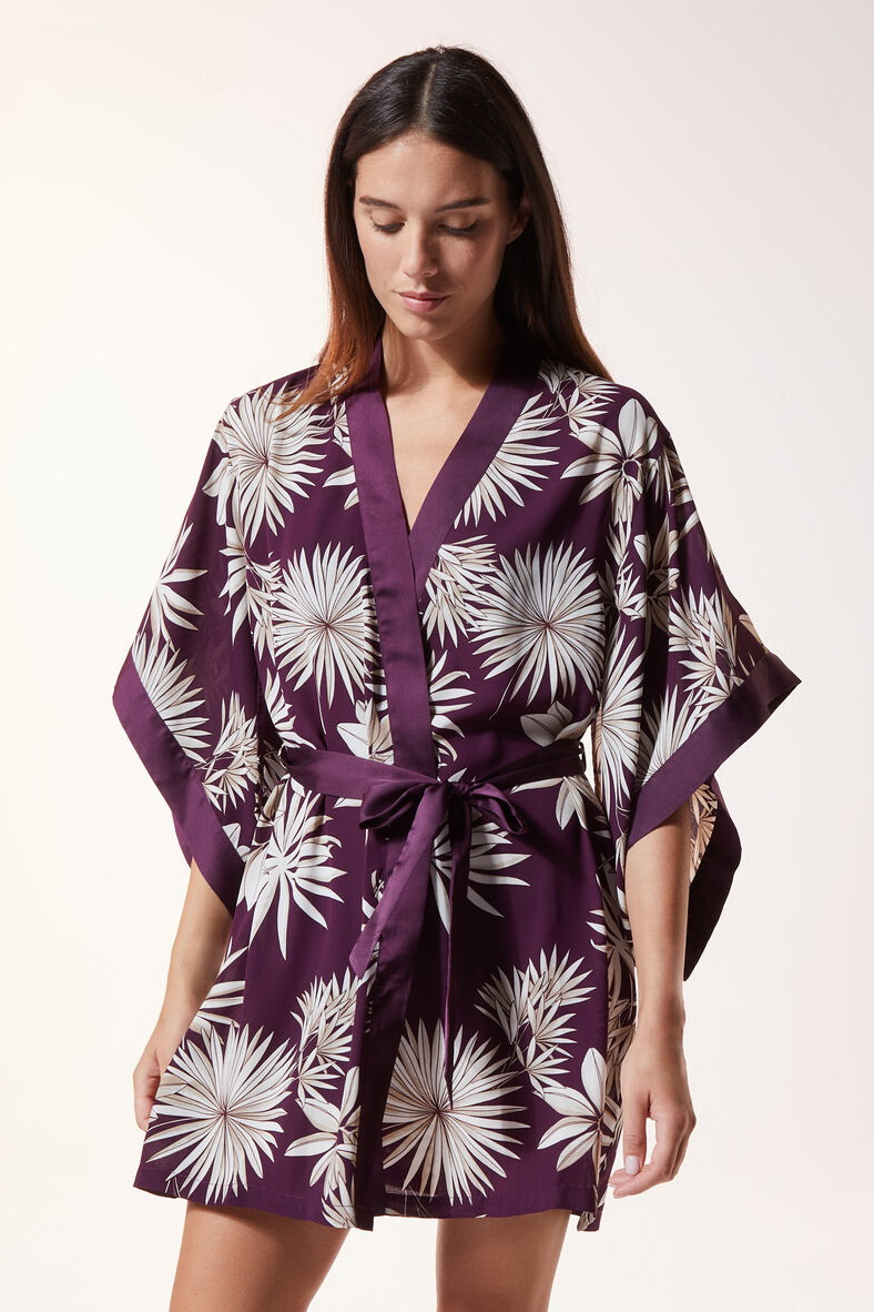 Женский Etam Атласный халат-кимоно SINO с цветочным принтом (цвет ), артикул 6520935 | Фото 2