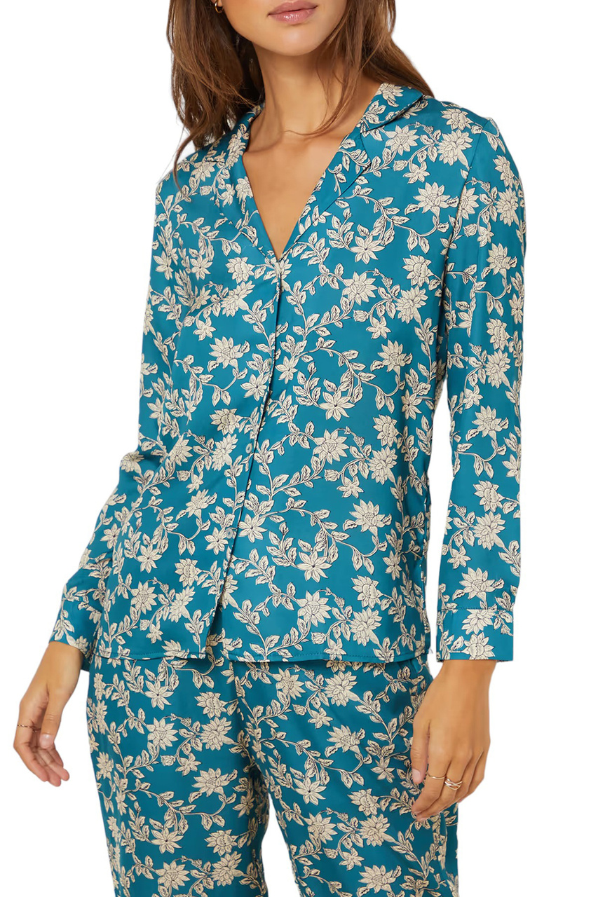 Пижамная рубашка MAILA CHEMISE с принтом|Основной цвет:Бирюзовый|Артикул:6542539 | Фото 1