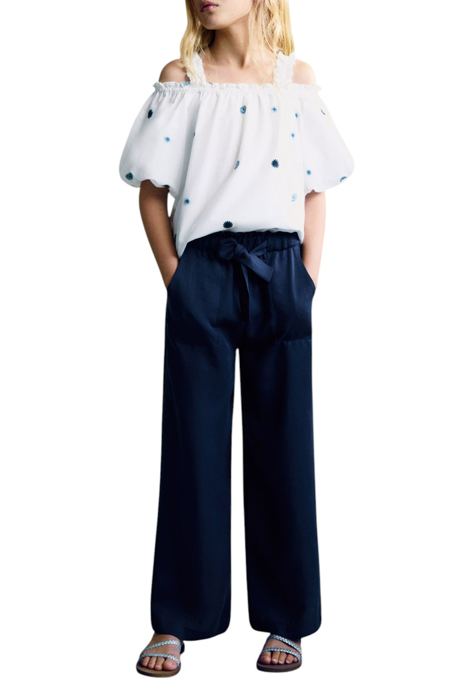 Девочкам Mango Kids Блузка POWER из хлопка с вышивкой (цвет ), артикул 87095944 | Фото 3