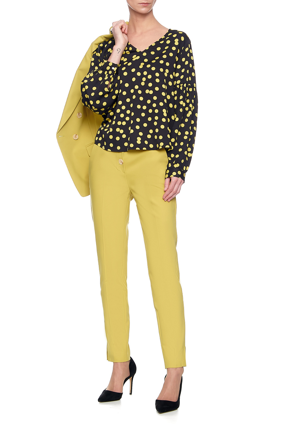 Женский Comma Блузка в крупный горох с V-образным вырезом (цвет ), артикул 81.103.11.X012 | Фото 2