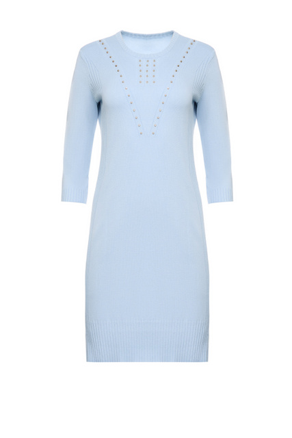 Платье с укороченными рукавами и заклепками|Основной цвет:Голубой|Артикул:TA3101MS49I | Фото 1