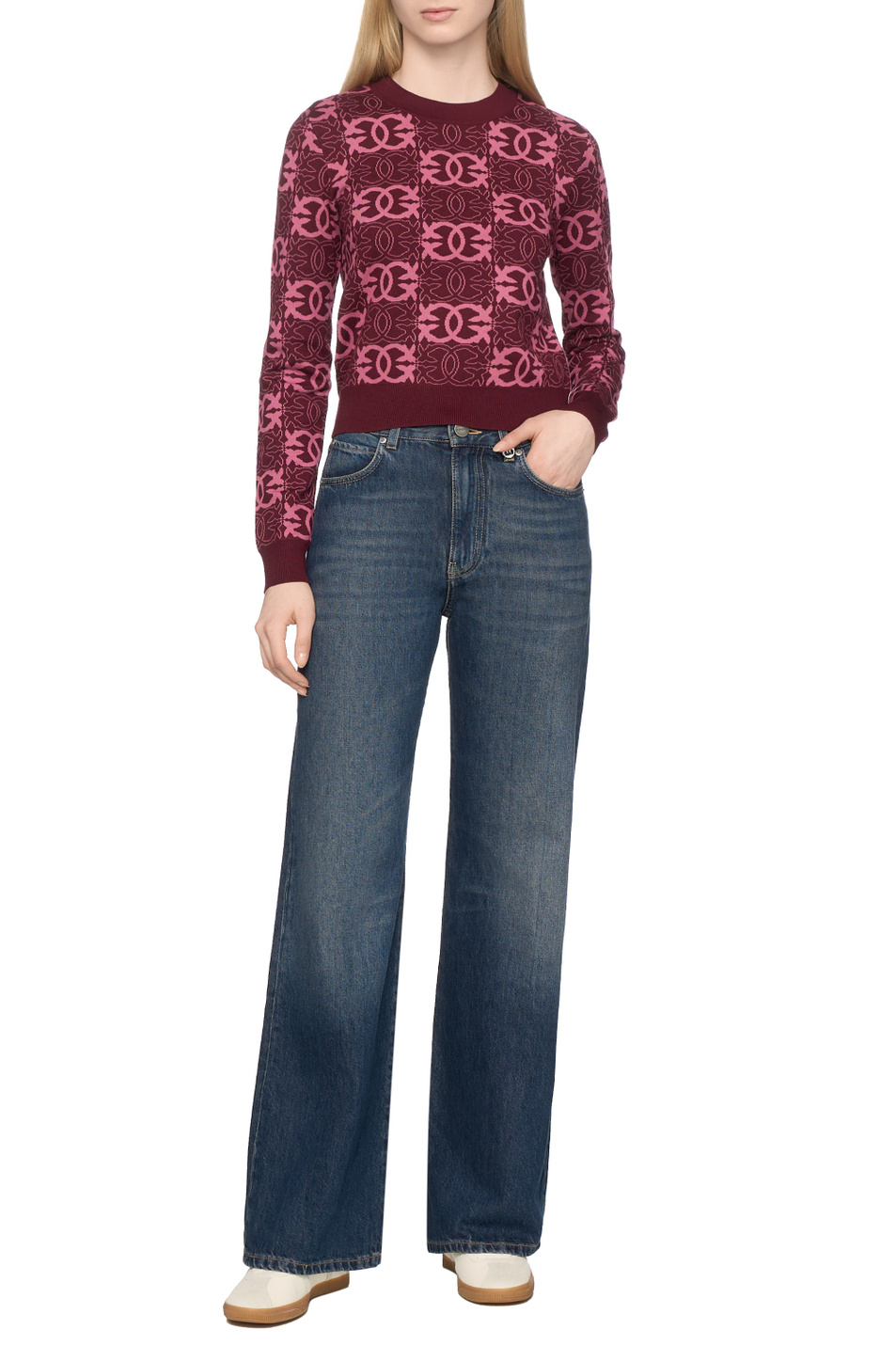 Джемпер GYPSIES с логотипом|Основной цвет:Бордовый Женский Pinko Джемпер GYPSIES с логотипом (цвет ), артикул 106041A2YD | Фото 3