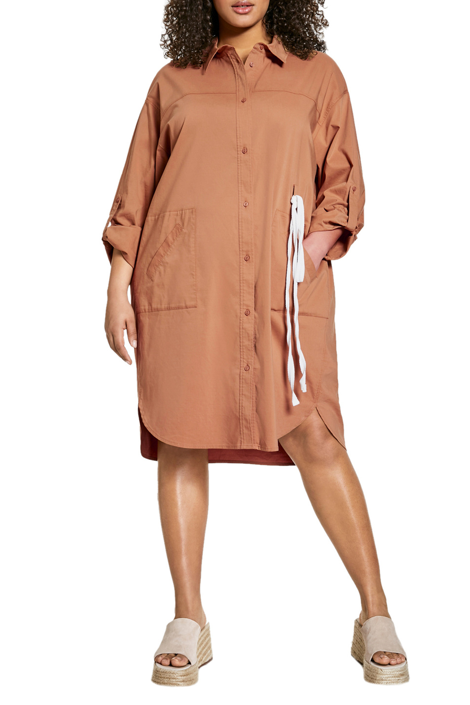 Samoon Однотонное платье-рубашка (цвет ), артикул 830015-21200 | Фото 3