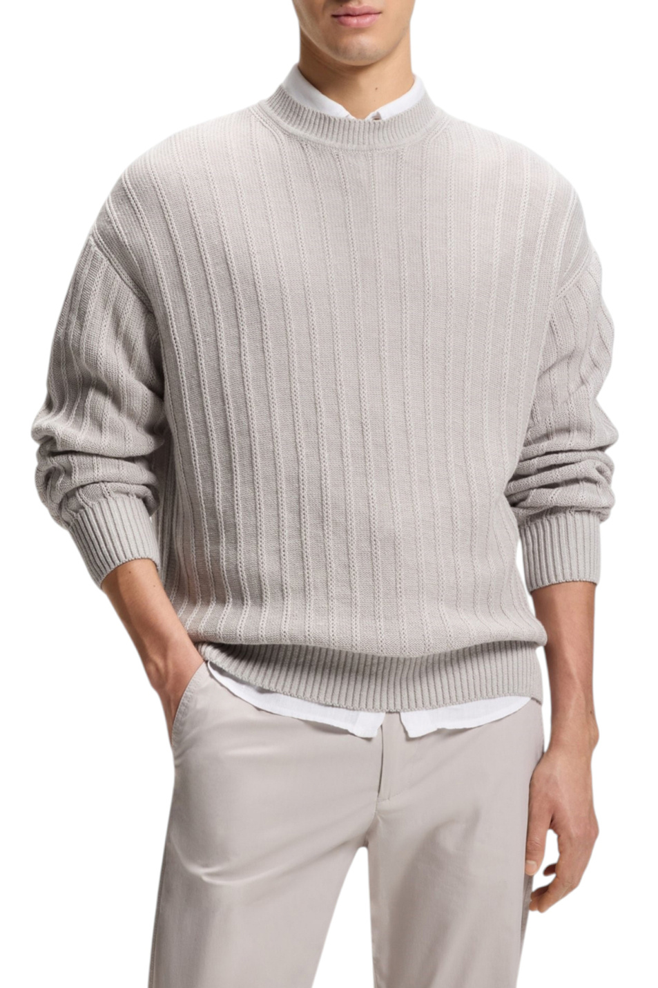 Мужской BOSS Джемпер Kawaii из хлопка и льна (цвет ), артикул 50558720 | Фото 3