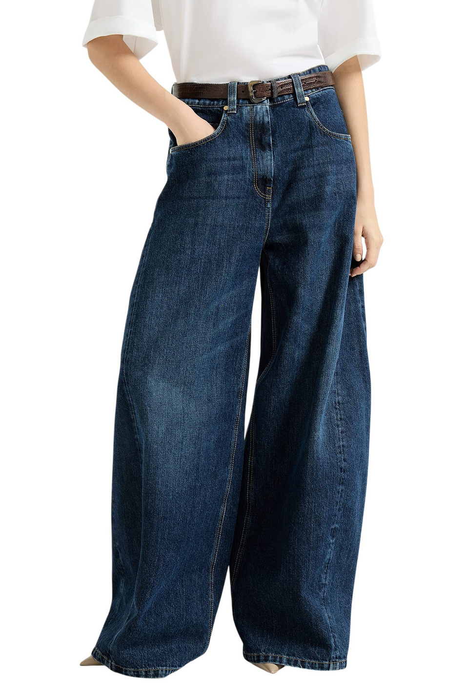 Женский Brunello Cucinelli Джинсы из хлопка (цвет ), артикул MA095P4059 | Фото 3