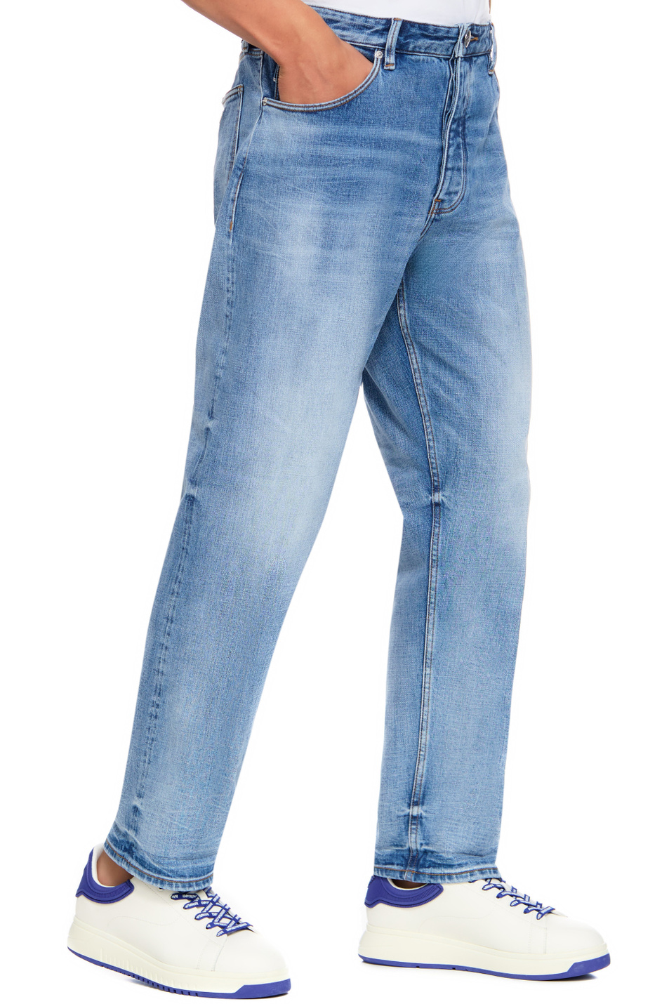 Мужской Emporio Armani Джинсы из эластичного хлопка (цвет голубой), артикул 6R1J69-1DQTZ | Фото 4