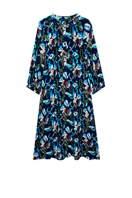 Платье из вискозы с принтом|Основной цвет:Синий|Артикул:202369 | Фото 1