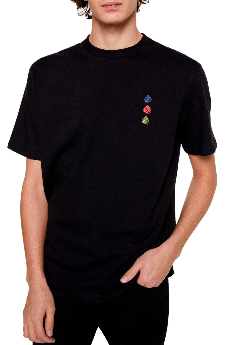Мужской Springfield Футболка с разноцветной вышивкой на груди (цвет ), артикул 0243361 | Фото 1