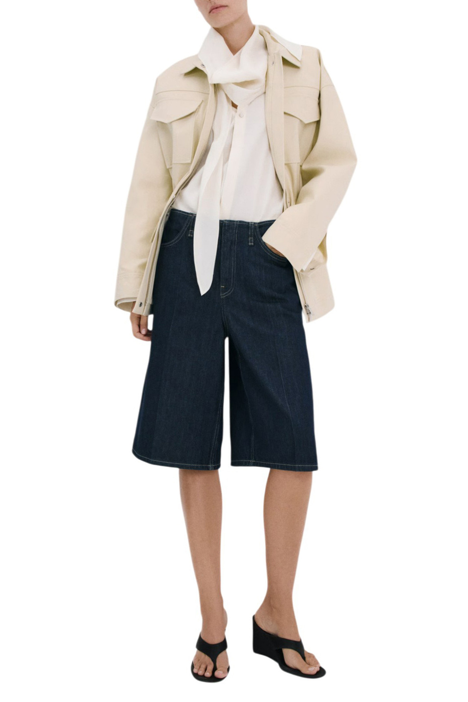 Женский Mango Шорты-бермуды джинсовые TONY со средней посадкой (цвет ), артикул 27067149 | Фото 2