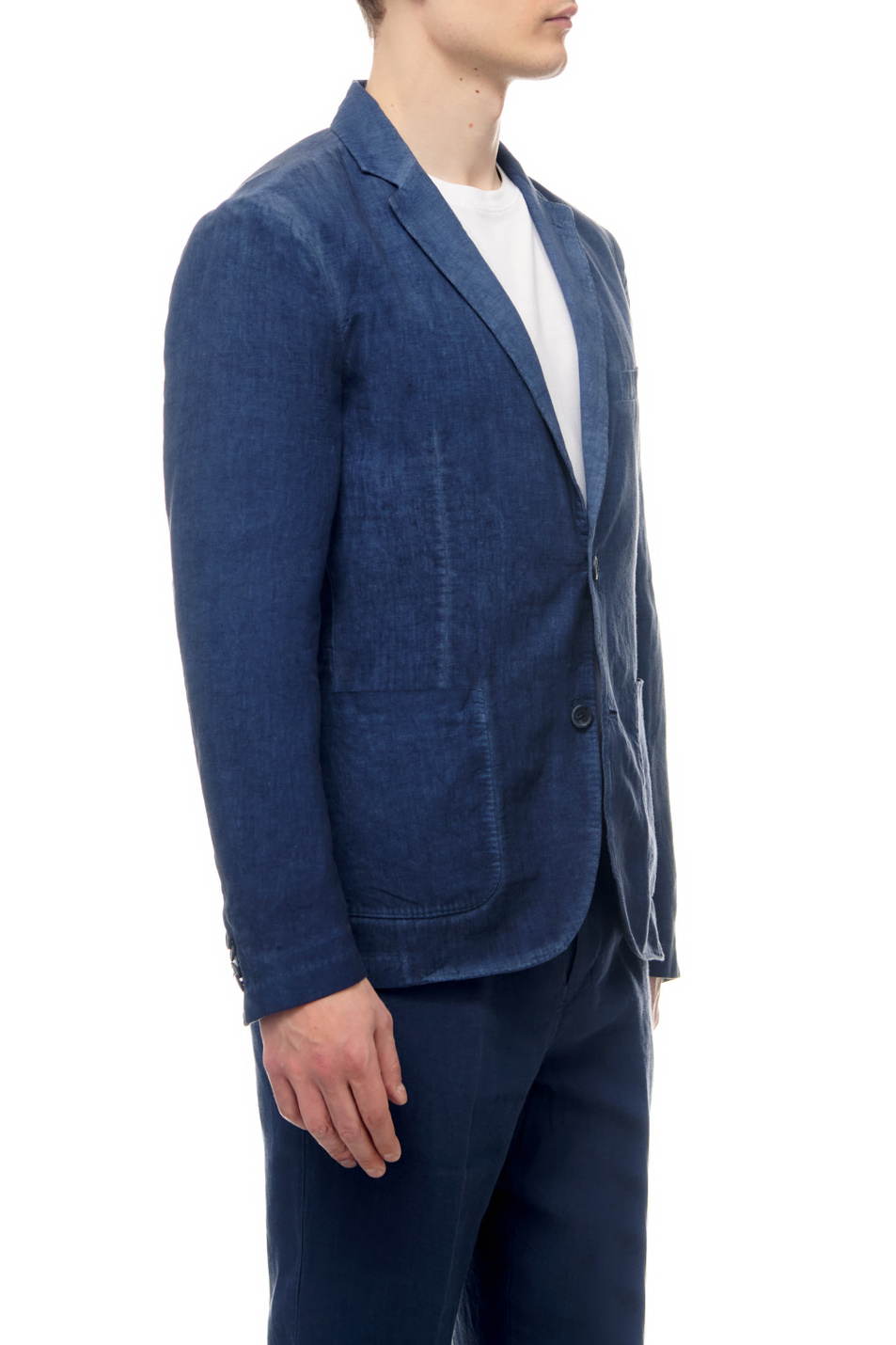 Мужской 120% Lino Льняной пиджак с накладными карманами (цвет ), артикул V0M89180000253S00 | Фото 4