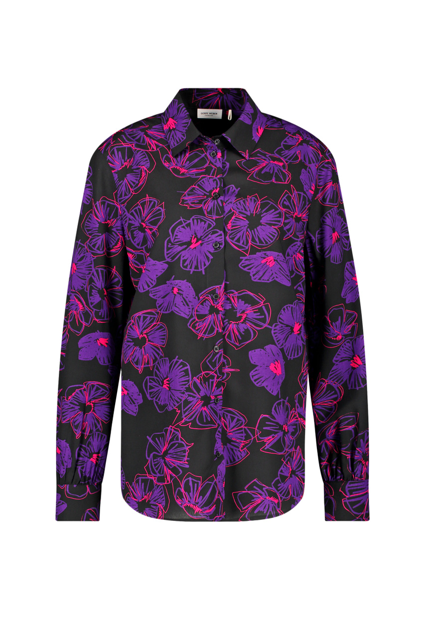 Блузка из вискозы с принтом|Основной цвет:Фиолетовый|Артикул:260050-31445 | Фото 1