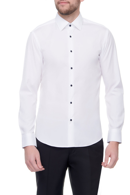 Рубашка с контрастными пуговицами|Основной цвет:Белый|Артикул:50464162 | Фото 1