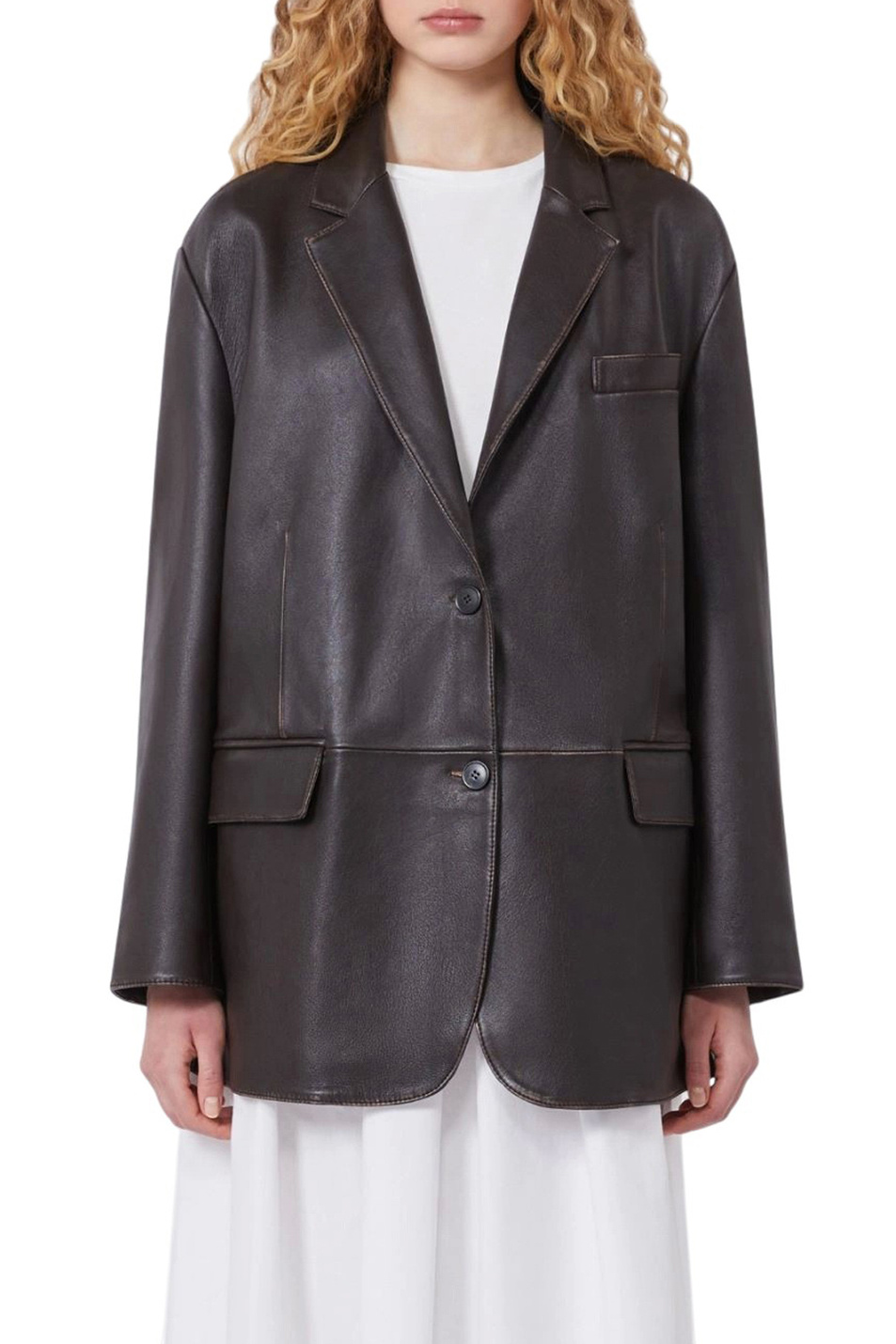 Женский Weekend Max Mara Пиджак PILA из натуральной кожи (цвет ), артикул 2615441041 | Фото 3