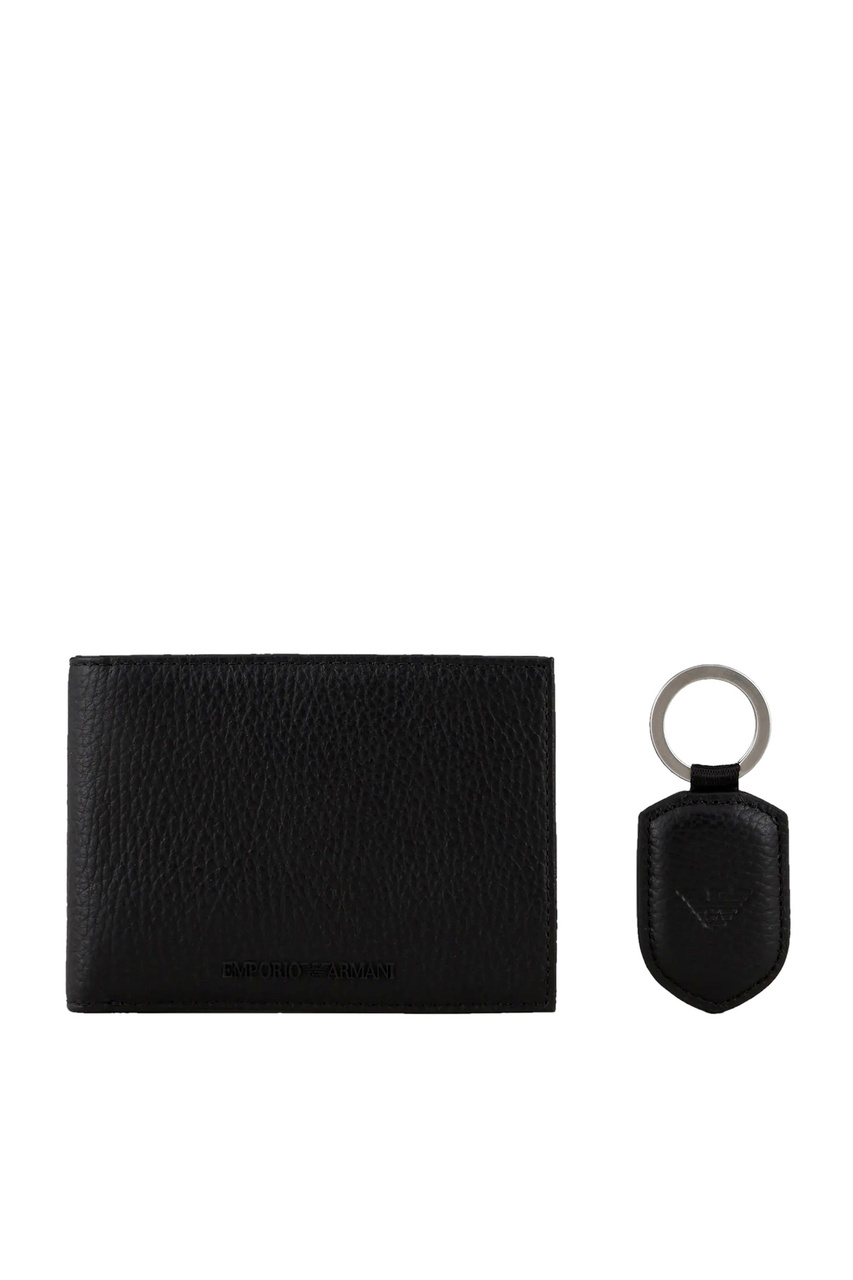 Набор из портмоне и брелока для ключей|Основной цвет:Черный|Артикул:Y4R222-Y068E | Фото 1