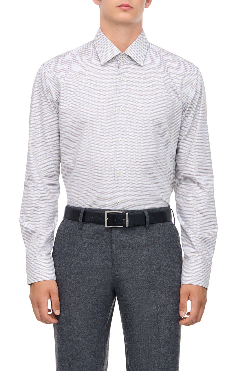 Рубашка из натурального хлопка с логотипированным принтом|Основной цвет:Серый|Артикул:50502779 | Фото 1