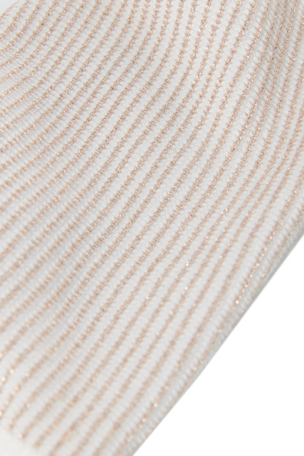 Шарф ребристой вязки со вставками из люрекса|Основной цвет:Кремовый|Артикул:2F1005M0300 | Фото 2
