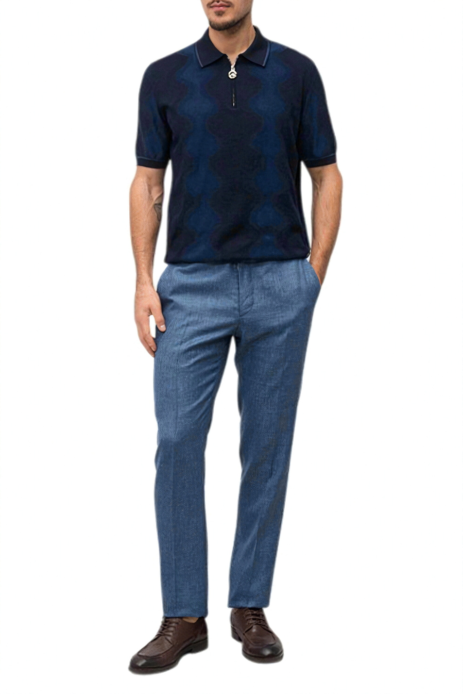 Мужской Stefano Ricci Поло из шелка и хлопка (цвет ), артикул K818105P31-F26171 | Фото 3