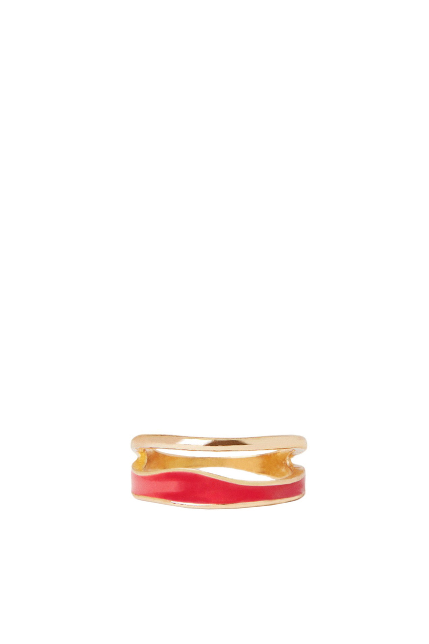 Кольцо с эмалью|Основной цвет:Розовый|Артикул:207808 | Фото 1