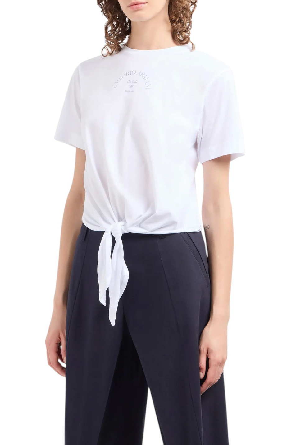 Женский Emporio Armani Футболка из хлопка с логотипом (цвет ), артикул EW000894-AF12567 | Фото 3