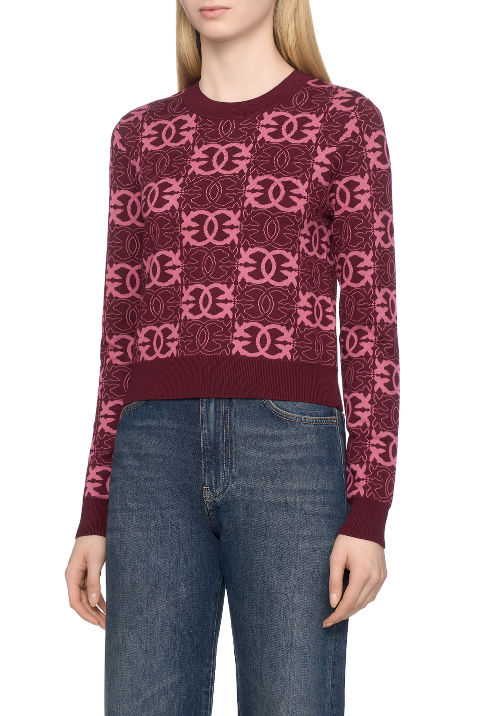 Джемпер GYPSIES с логотипом|Основной цвет:Бордовый Женский Pinko Джемпер GYPSIES с логотипом (цвет ), артикул 106041A2YD | Фото 4