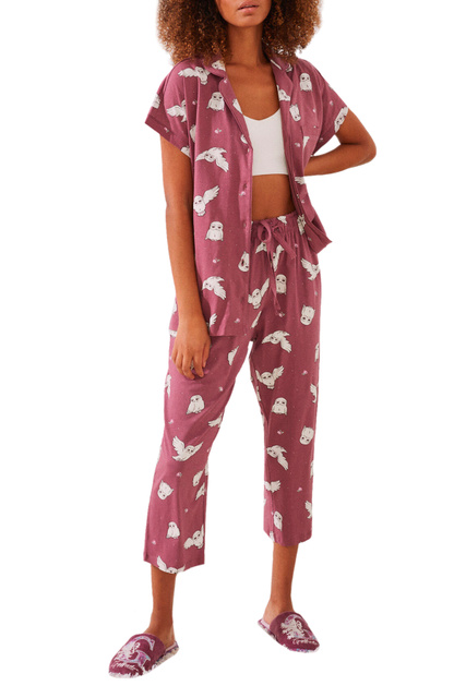 Пижама из натурального хлопка с принтом|Основной цвет:Бордовый|Артикул:3134863 | Фото 1