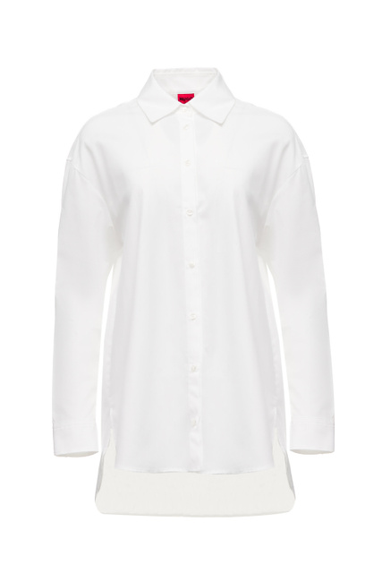 Рубашка свободного кроя из натурального хлопка|Основной цвет:Белый|Артикул:50472709 | Фото 1