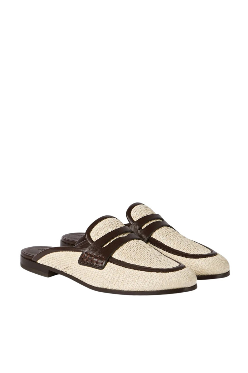 Женский Brunello Cucinelli Мюли из рафии и натуральной кожи (цвет ), артикул MZQ9C3212 | Фото 2